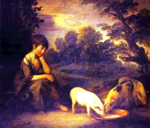  Thomas Gainsborough Girl with Pigs - Hand Painted Oil Painting