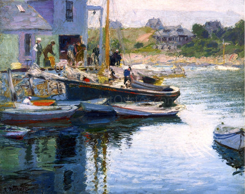  Edward Potthast Gloucester Bay and Dock - Hand Painted Oil Painting