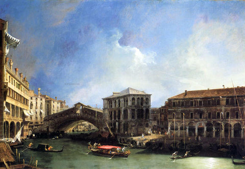  Canaletto Grand Canel: the Rialto Bridge from the North - Hand Painted Oil Painting