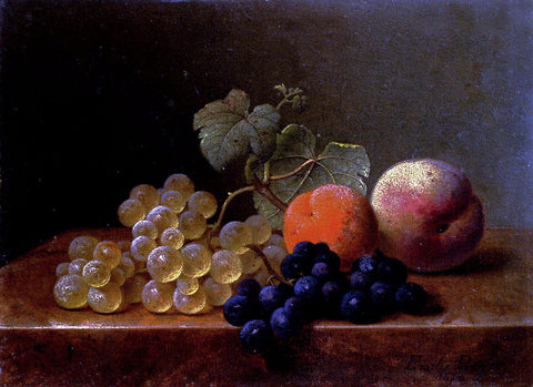  Emilie Preijer Grapes, An Orange And An Apple On A Marble Ledge - Hand Painted Oil Painting