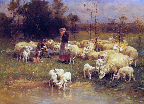  Luigi Chialiva Guarding the Flock - Hand Painted Oil Painting