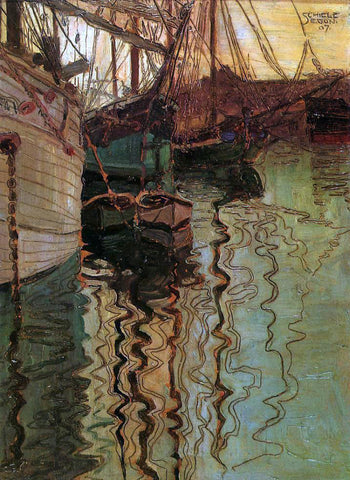 Egon Schiele Harbor of Trieste - Hand Painted Oil Painting