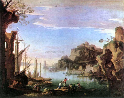  Salvator Rosa Harbour with Ruins - Hand Painted Oil Painting