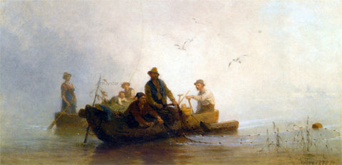  Julius Noerr Hauling in the Nets - Hand Painted Oil Painting