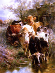  Anton Braith Heading For Water - Hand Painted Oil Painting