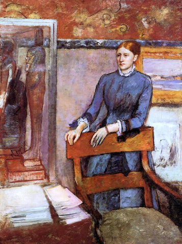  Edgar Degas Helene Rouart in Her Father's Study - Hand Painted Oil Painting