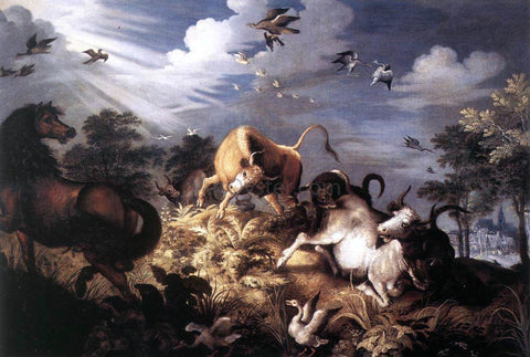  Roelandt Jacobszoon Savery Horses and Oxen Attacked by Wolves - Hand Painted Oil Painting