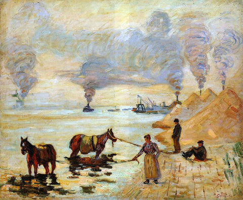  Armand Guillaumin Horses in the Sand at Ivry - Hand Painted Oil Painting