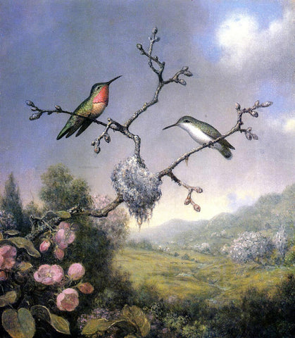  Martin Johnson Heade Hummingbirds and Apple Blossoms - Hand Painted Oil Painting