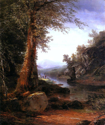  John Frederick Kensett Hunters on a Riverbank - Hand Painted Oil Painting