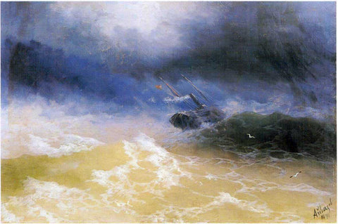  Ivan Constantinovich Aivazovsky Hurricane on a Sea - Hand Painted Oil Painting