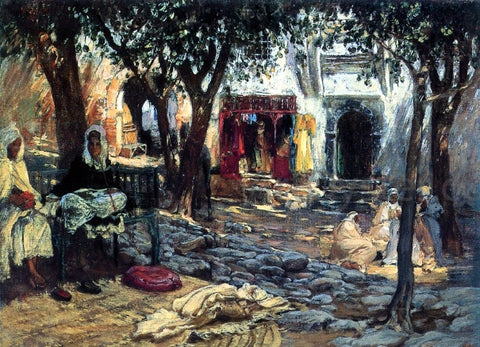  Frederick Arthur Bridgeman Idle Moments: An Arab Courtyard - Hand Painted Oil Painting
