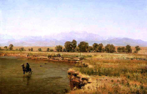  Thomas Worthington Whittredge Indian Encampment on the Platte River, Colorado - Hand Painted Oil Painting