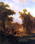  Albert Bierstadt Indian Encampment, Shoshone Village - Hand Painted Oil Painting