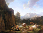  Christian Ernst Dietrich Italianate Landscape - Hand Painted Oil Painting