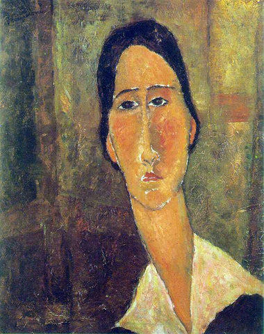  Amedeo Modigliani Jeanne Hebuterne with White Collar - Hand Painted Oil Painting