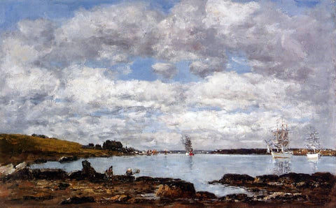  Eugene-Louis Boudin Kerhorl, the Bay, Mouth of the River Landerneau - Hand Painted Oil Painting