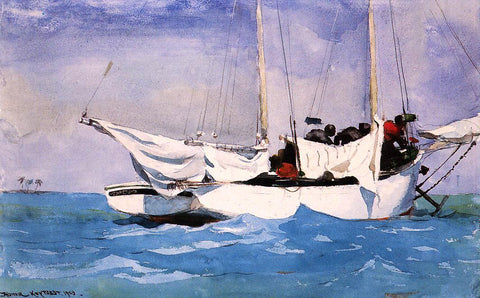  Winslow Homer Key West, Hauling Anchor - Hand Painted Oil Painting