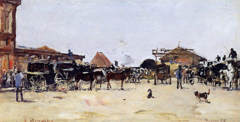  Eugene-Louis Boudin La Place de la Gare, Deauville - Hand Painted Oil Painting