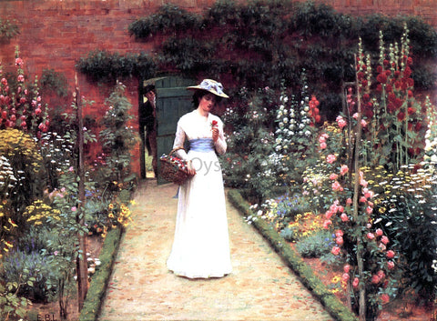  Edmund Blair Leighton A Lady in a Garden - Hand Painted Oil Painting
