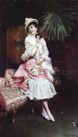  Raimundo de Madrazo Y Garreta Lady with a Mask - Hand Painted Oil Painting