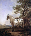  Nicolaes Berchem A Landscape with Two Horses - Hand Painted Oil Painting