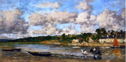  Eugene-Louis Boudin Le Faou, Brittany, Banks of the River - Hand Painted Oil Painting