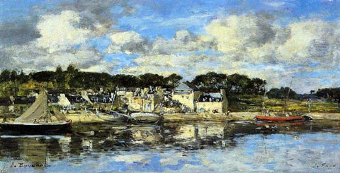  Eugene-Louis Boudin Le Faou: The Village and the Port on the River - Hand Painted Oil Painting