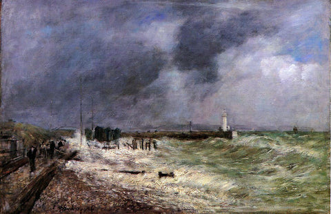  Eugene-Louis Boudin Le Havre: A Gust of Wind at Frascati - Hand Painted Oil Painting