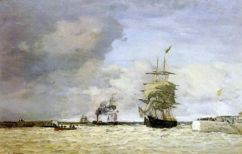  Eugene-Louis Boudin Le Havre, Entrance to the Port - Hand Painted Oil Painting