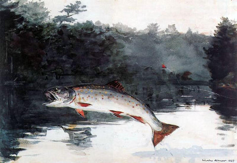  Winslow Homer Leaping Trout - Hand Painted Oil Painting