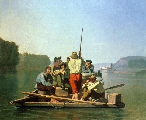  George Caleb Bingham Lighter Relieving the Steamboat Aground - Hand Painted Oil Painting