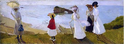  Joaquin Sorolla Y Bastida Lighthouse Walk at Biarritz - Hand Painted Oil Painting