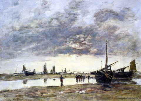  Eugene-Louis Boudin Low Tide at Berck - Hand Painted Oil Painting