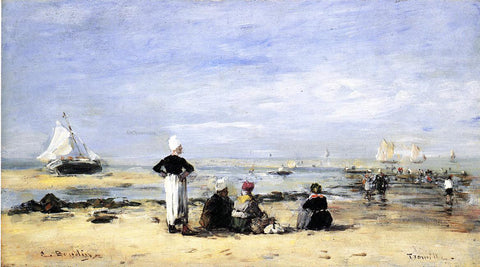 Eugene-Louis Boudin Low Tide at Trouville - Hand Painted Oil Painting