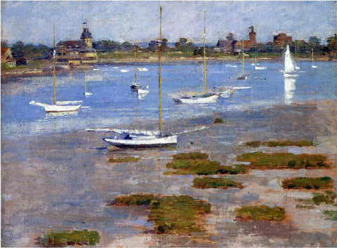  Theodore Robinson Low Tide, The Riverside Yacht Club - Hand Painted Oil Painting