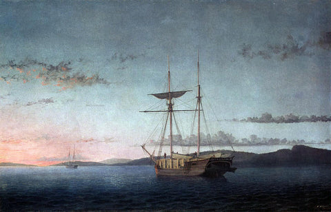 Fitz Hugh Lane Lumber Schooners at Evening on Penobscot Bay - Hand Painted Oil Painting