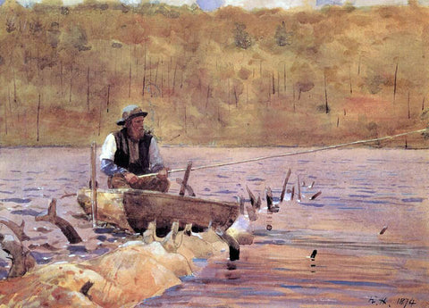  Winslow Homer Man in a Punt, Fishing - Hand Painted Oil Painting