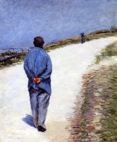  Gustave Caillebotte Man in a Smock (also known as Father Magloire on the Road between Saint-Clair and Etretat) - Hand Painted Oil Painting