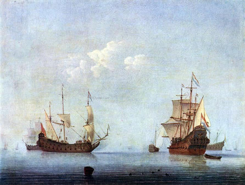  The Younger Willem Van de  Velde Marine Landscape - Hand Painted Oil Painting