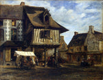  Theodore Rousseau Market-Place in Normandy - Hand Painted Oil Painting