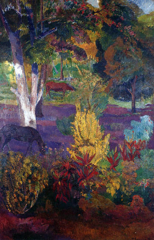  Paul Gauguin Marquesan Landscape with a Horse - Hand Painted Oil Painting