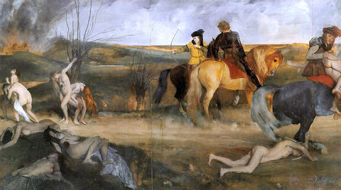  Edgar Degas Medieval War Scene - Hand Painted Oil Painting