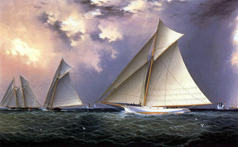  James E Buttersworth Mischief and Gracie America's Cup Trial Race, 1881 - Hand Painted Oil Painting