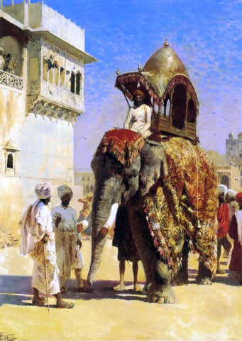  Edwin Lord Weeks A Mogul's Elephant - Hand Painted Oil Painting