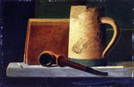  John Frederick Peto Mug, Pipe and Book in Window Ledge - Hand Painted Oil Painting