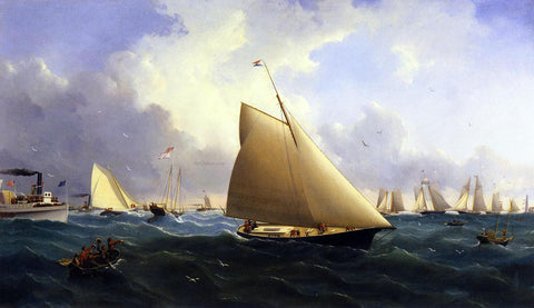  William Bradford New York Yacht Club Regatta off New Bedford - Hand Painted Oil Painting