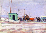  Julian Onderdonk Noontime on the Docks, Hudson River and 85th Street - Hand Painted Oil Painting