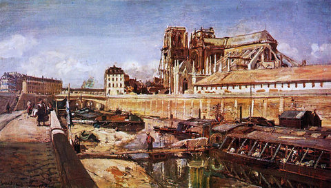  Johan Barthold Jongkind Notre-Dame de Paris, Seen from the Pont de L'Archeveche - Hand Painted Oil Painting