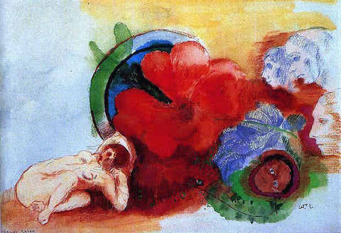  Odilon Redon Nude, Begonia and Heads - Hand Painted Oil Painting
